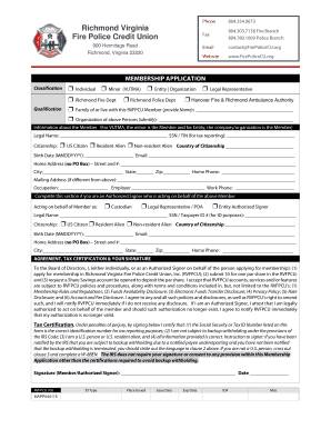Fire Police Credit Union Membership Application