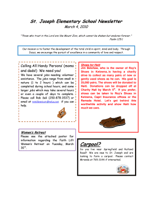 St Joseph Elementary School Newsletter