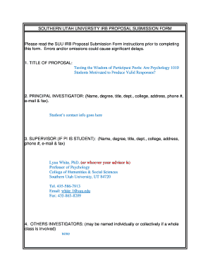 Sample IRB Application - Southern bUtahb University - suu