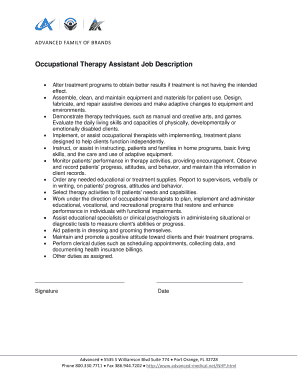 Occupational Therapy Assistant Job Description - advanced-medical