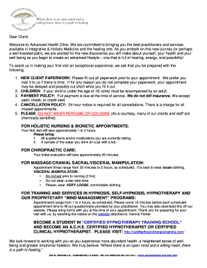 Client Intake Disclosure Form - Certified Hypnotherapy Training ...
