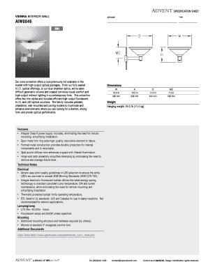 Job clearance certificate - ADVENT SPECIFICATION SHEET VIENNA INTERIOR WALL JOB NAME TYPE AIW8846 EMI Our cone collection offers a look previously not available in the market with highoutput optical packages