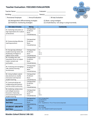Teacher Evaluation: FOCUSED EVALUATION - Warden School ...