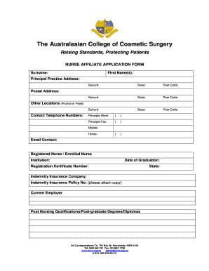 Nurse Affiliate Membership Application Form - accs org