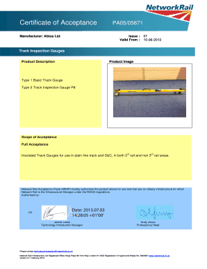 Network Rail Approval Certificate (PDF, 185.9 KB)