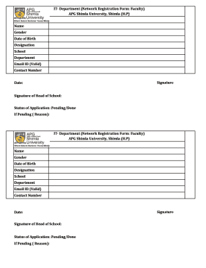 IT- Department Network Registration Form Faculty APG - agu edu