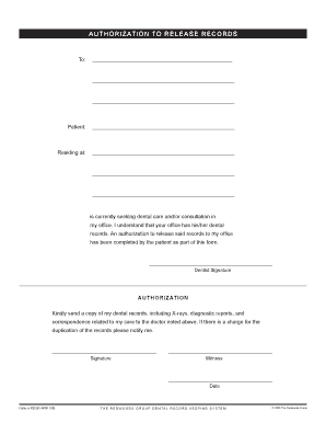 dental office xray release form edit fill print