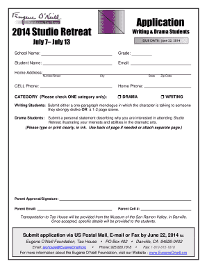 2014 Studio Retreat Application - Eugene O&amp;#39;Neill Foundation