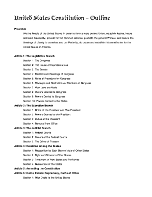 Fillable Online United States Constitution Outline Fax Email Print ...