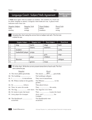 Language Coach SubjectVerb Agreement