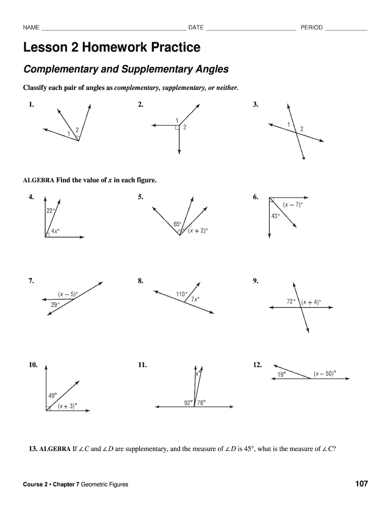 Angle Pair Relationships Practice Worksheet Imsyaf