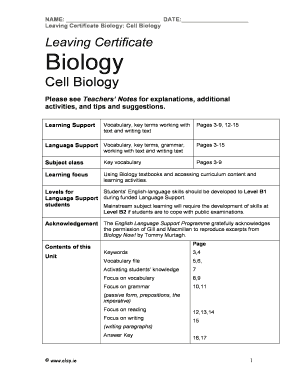 Sample position paper pdf for students - Biology Topic - Cell BiologyRevdoc - elsp