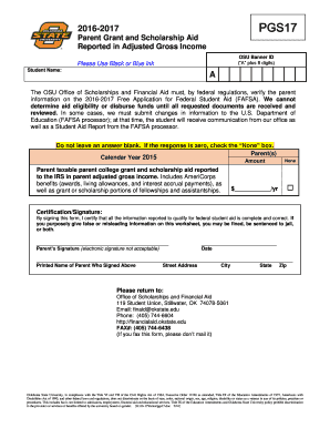 Parent Grant and Scholarship Aid Reported in Adjusted - financialaid okstate