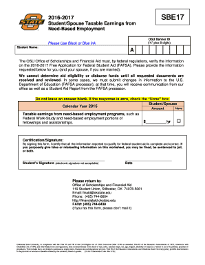 StudentSpouse Taxable Earnings from - financialaid okstate