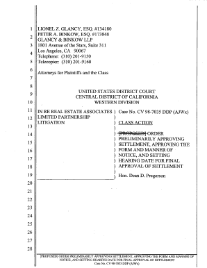 Llp vs lp - In re Real Estate Associates Limited Partnership Litigation 99-CV-07035-Proposed Order Preliminarily Approving Settlement Approving The Form And Manner Of Notice And Setting Hearing Date For Final Approval Of Settlement In re Real Estate -