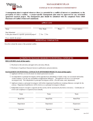 Conflict of Interest Management Plan