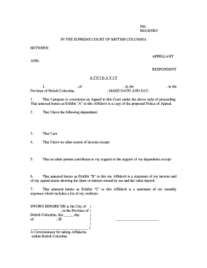 REGISTRY IN THE SUPREME COURT OF BRITISH COLUMBIA RESPONDENT