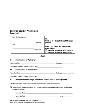 Petition for Dissolution of Marriage Form - Whatcom Local Law