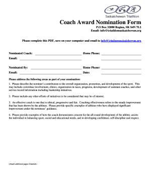 Tball award ideas - Coach Award Nomination Form - btriathlonsaskatchewanbborgb