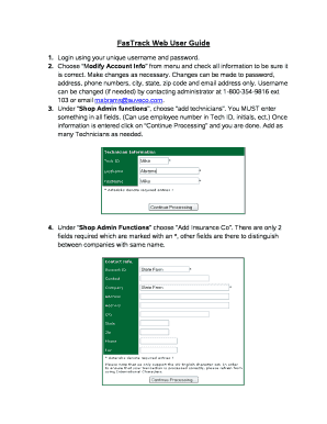 FasTrack Web User Guide - Auveco