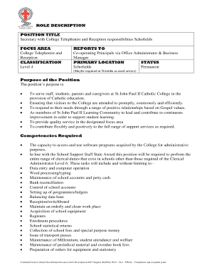 ROLE DESCRIPTION POSITION TITLE FOCUS AREA REPORTS TO - ceo-web parra catholic edu