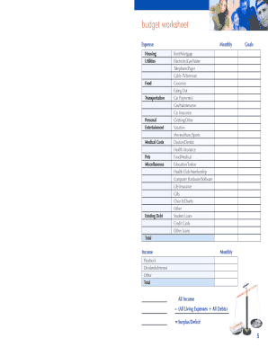 Budget worksheet for students - Budget Worksheet - Destinations Credit Union - destinationscu