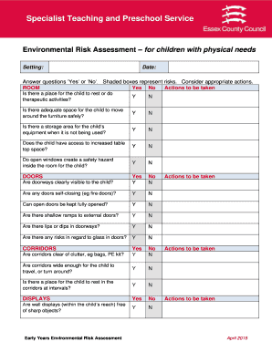 Environmental Risk Assessment for children with physical needs