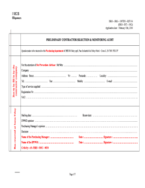 PRELIMINARY CONTRACTOR SELECTION MONITORING AUDIT - INEOS - ineos