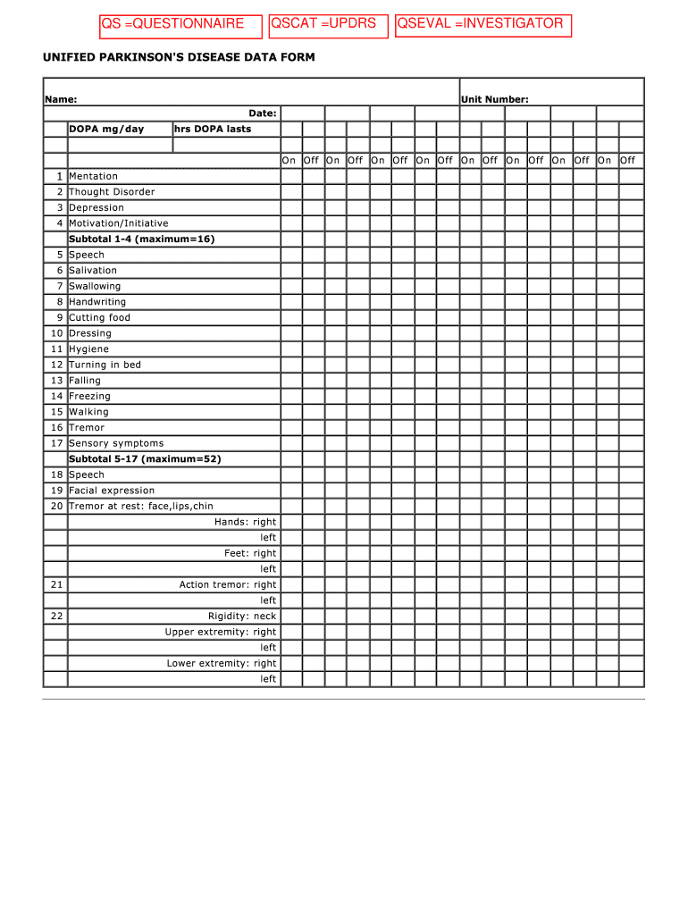 updrs score calculator Preview on Page 1