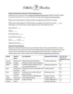 Envelope template generator - Catholic Charities Mercy Giving Tree Tags Participation Form - catholiccharitiescamden