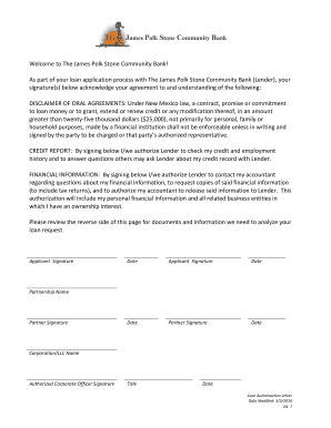 Loan foreclosure letter - Loan Authorization Letter - The James Polk Stone Community Bank