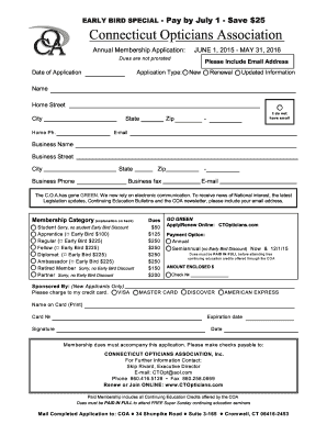 EARLY BIRD SPECIAL - Pay by July 1 - Save 25 Connecticut