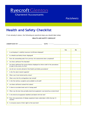 Health and Safety Checklist - Ryecroft Glenton - ryecroft-glenton co