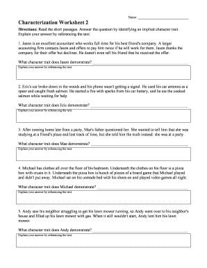 Characterization Worksheet 2 Answer Key 2020-2023 - Fill and Sign Printable  Template Online