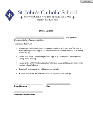 Driver Liability Agreement