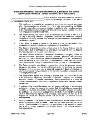 Fillable Online kingcounty Bidder Certification Regarding Debarment ...