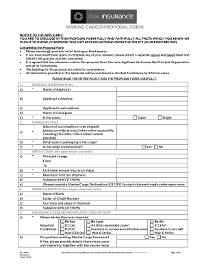 PROPOSAL FORM FOR marine cargo - RAK Insurance