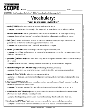 Nonfiction Lexi Youngberg Invincible Skill Vocabulary Acquisition, page 1 of 2