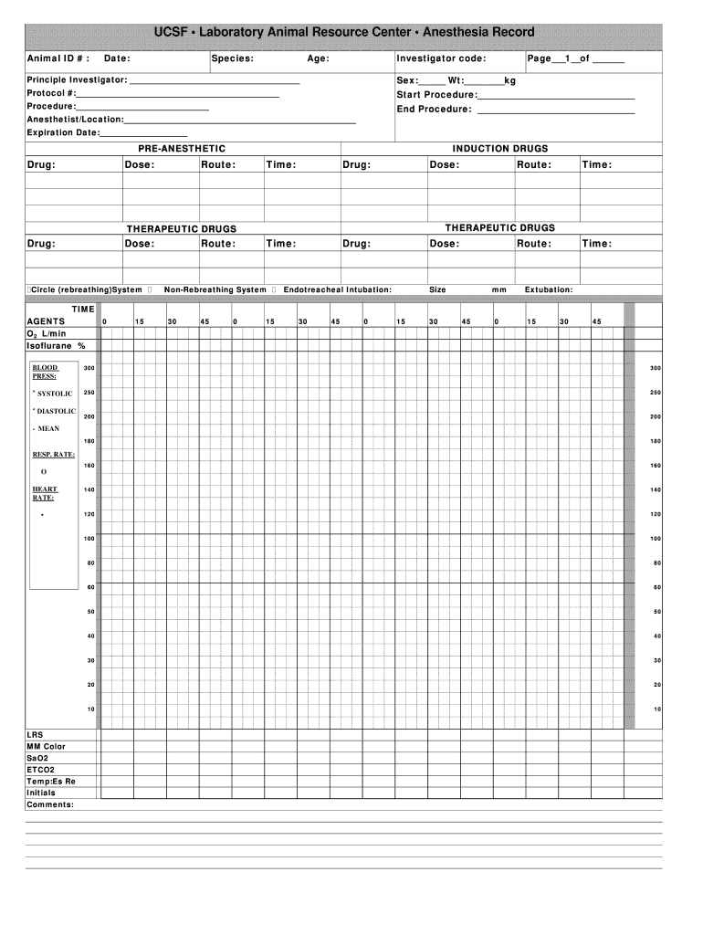 Animal resource anesthesia record template: Fill out & sign online | DocHub