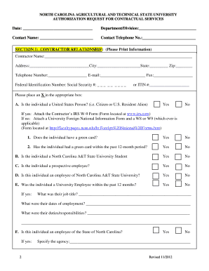 Internal Authorization Request for bIndependentb Contractual Services