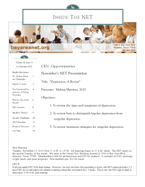 Swimming event proposal - INSIDE THE NET Volume 18, Issue 11 CEU Opportunities 13 November 2012 Inside this issue: Novembers NET Presentation Dr - bayareanet