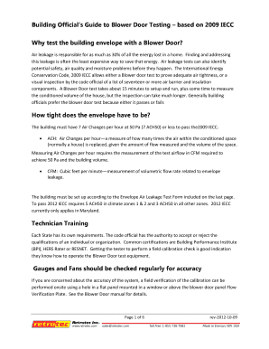 Fillable Online Building Official's Guide to Blower Door Testing ...