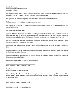 Letter of community service hours - Lincoln Township Board Meeting Minutes (proposed) September 9 ... - lincoln-twp