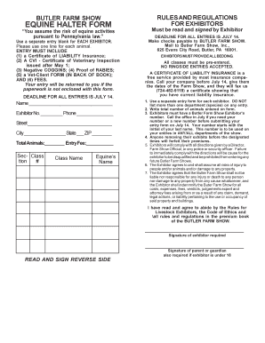 Equine Entry Form - Butler Farm Show