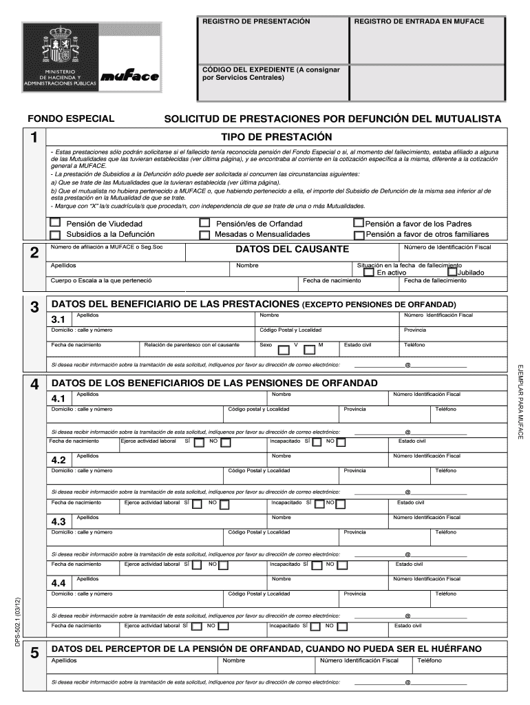 Fillable Online muface REGISTRO DE PRESENTACIN REGISTRO DE ENTRADA EN