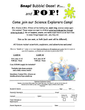 Babysitting flyer example - Science Explorers Camp Registration Flyer - gracechristianschools