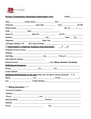 Trackfish 6600 - Workers Compensation RegistrationAuthorization Form Chart