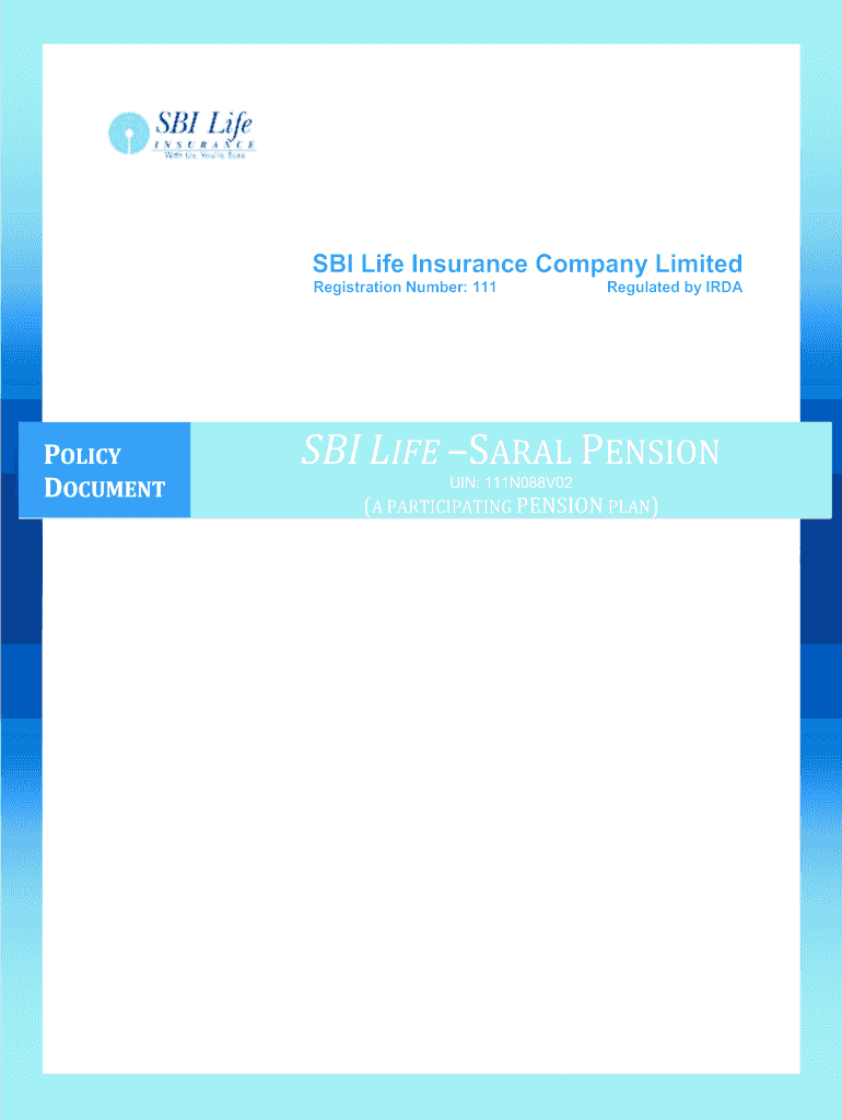 Fillable Online SBI LIFE SARAL PENSION Fax Email Print pdfFiller