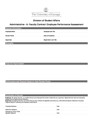 Employee evaluation form - Administrative A Faculty Contract Employee Performance Assessment