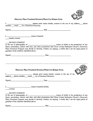 Discovery Place Preschool DirectoryPhoto Use Release Form